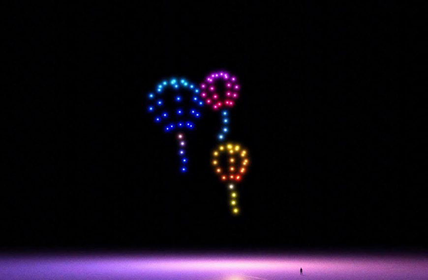 Eine himmlische Symphonie: 81 Drohnen schaffen ein beeindruckendes Schauspiel am Himmel, indem sie drei leuchtende Ballons kunstvoll formen. Tauchen Sie ein in die Welt der 1001-Drohnenshow, wo Technik und Poesie harmonisch verschmelzen.