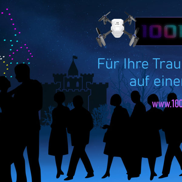 Ihr Schloss, unser Himmel: 1001-Drohnenshow macht Ihre Hochzeitsnacht mit faszinierenden Dronelightshows in ganz Drohnenshow Deutschland zum Leuchten!